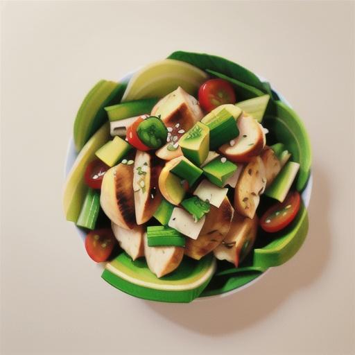 Jicama, chicken and celery salad with toasted seeds
