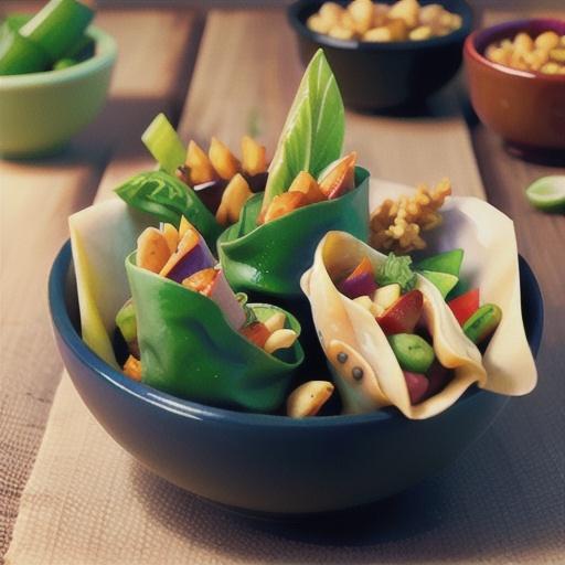 Veggie-Fish Spring Rolls with Dipping Sauce