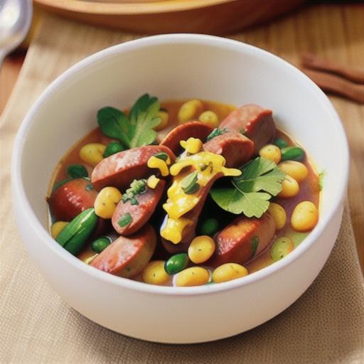 Sausage and bean stew with mustard mash