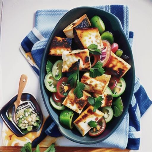 Healthier haloumi salad recipe for two