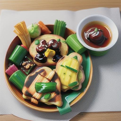 Green onion pancakes with duck and hoisin sauce