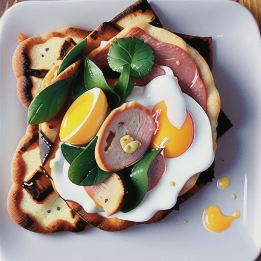 Yoghurt flatbreads with ham and egg salad