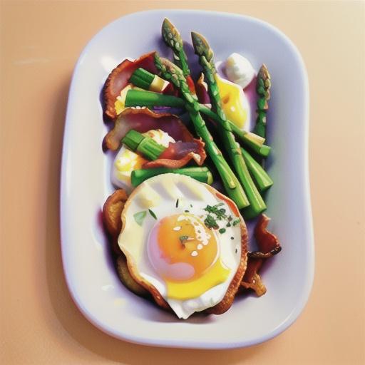Poached eggs with bacon, asparagus & herbed ricotta