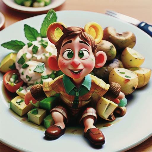 Lamb cutlets with minted potato salad