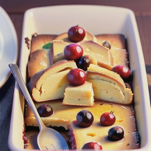 Cranberry bread and butter pudding