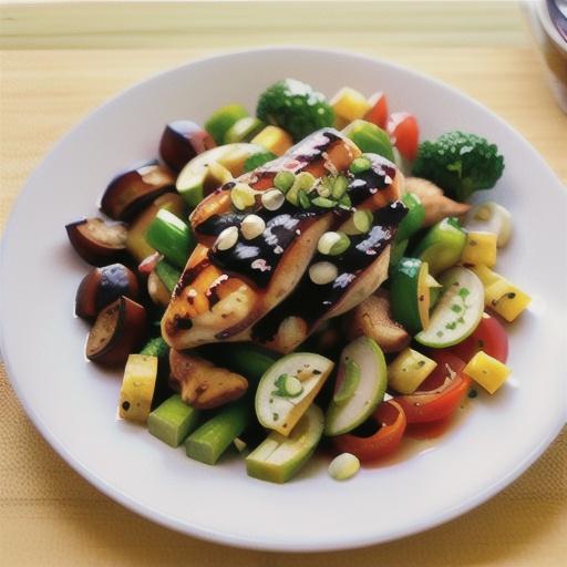 Barbecued chicken with Greek salad