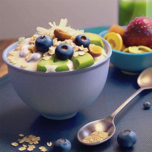 Overnight Steel-Cut Oats with Yogurt and Blueberries