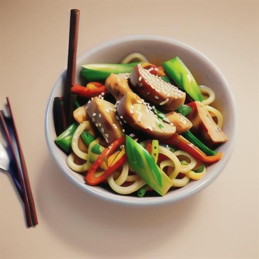 Spicy sesame chicken noodle salad