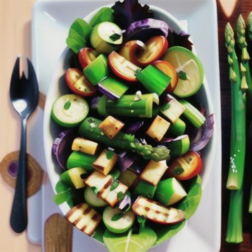 Grilled cos and asparagus salad recipe