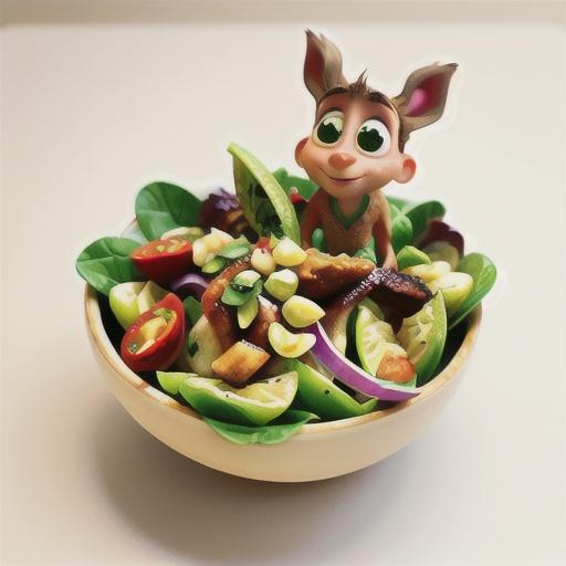 Thai kangaroo salad with crisp-fried garlic