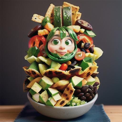 Taco salad bowl with green goddess dressing