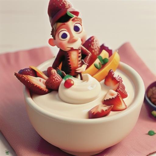 Red fruit skewers with yoghurt dipping sauce