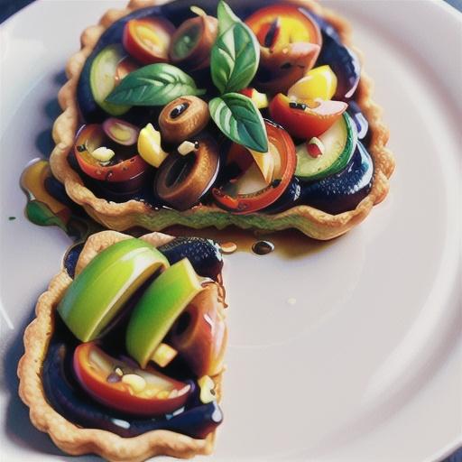 Tapenade, caramelised onion and capsicum tart