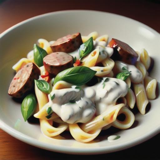 Garlic Sausage and Pasta in a Bechamel Sauce