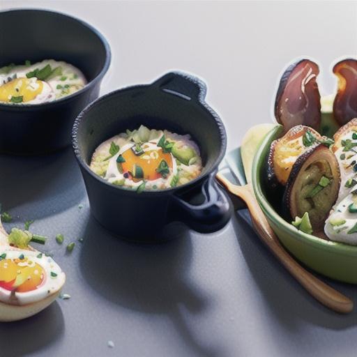 Eggs baked with leek and pancetta