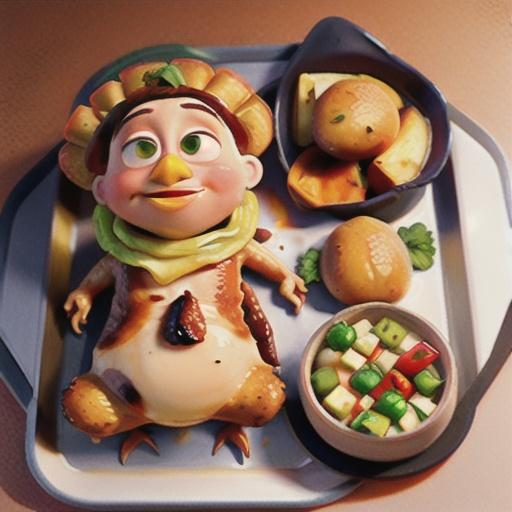 Roast chicken with vegie tray bake & cider gravy