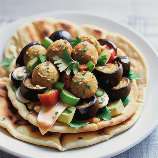 Falafel and hummus on pita bread