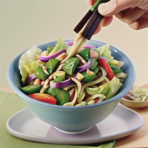 Cabbage Salad Vinaigrette with Crunchy Noodles