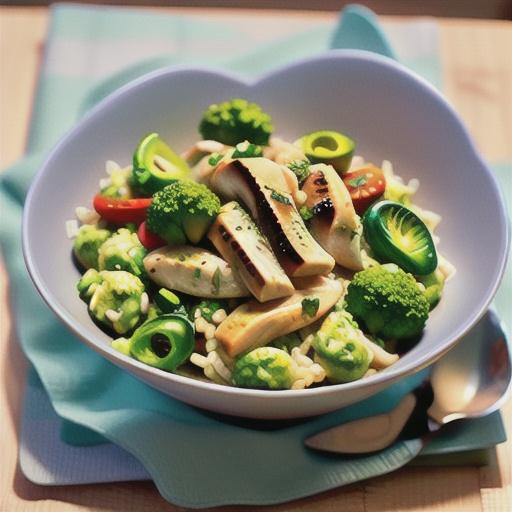 Risoni risotto with chicken, broccoli and pesto Genovese