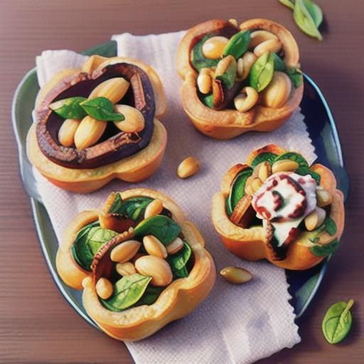 Spinach, fetta and pine nut pull-apart