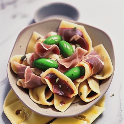 Fig, prosciutto and candied almond pappardelle