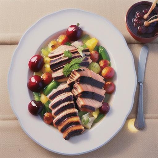 Barbecued turkey breast with cherry-cranberry sauce