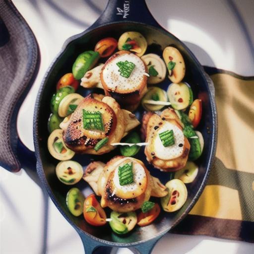 One-Skillet Chicken Thighs with Pesto and Vegetables