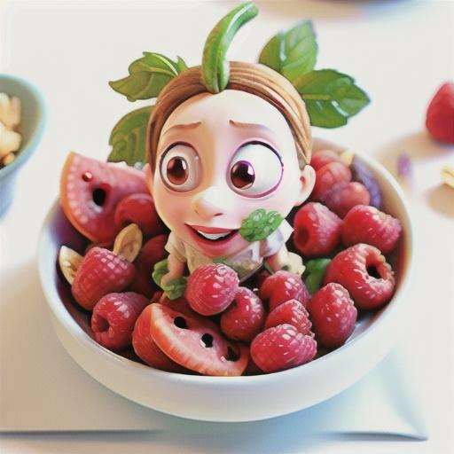 Watermelon and raspberry salad with mascarpone