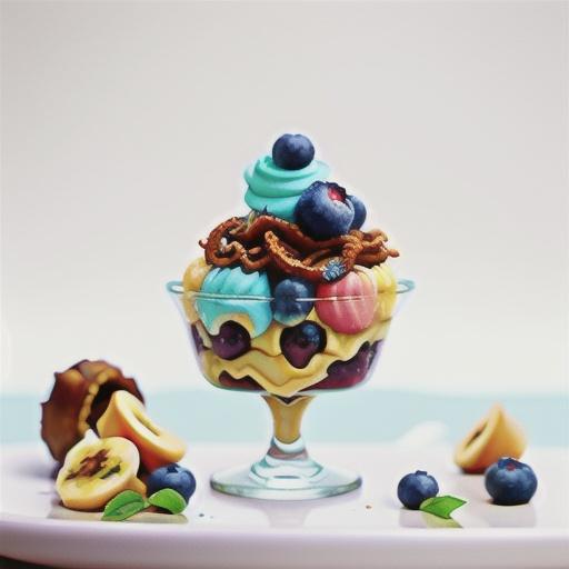 Smashed banana blueberry meringue mess