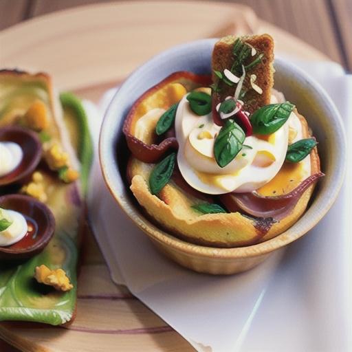 Mustard & prosciutto savoury bread puddings