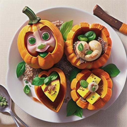 Rice-stuffed butternut pumpkin recipe