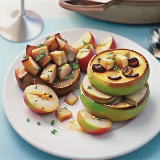 Pork chops with baked apples