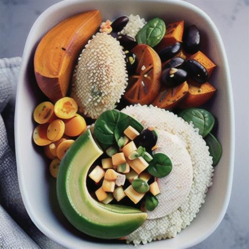 Quinoa Bowls With Sweet Potatoes, Black Beans, and Spinach
