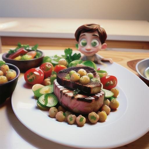 Steak with tomatoes and chickpeas