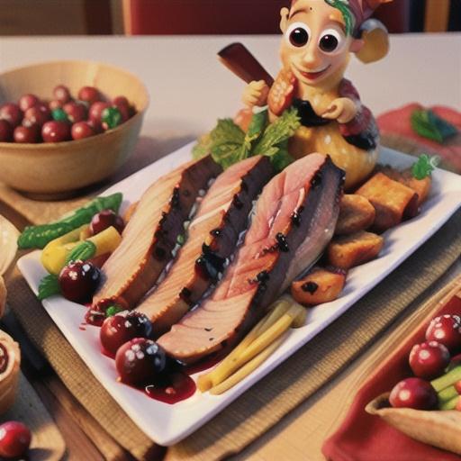 Barbecue turkey breast with cranberry sauce