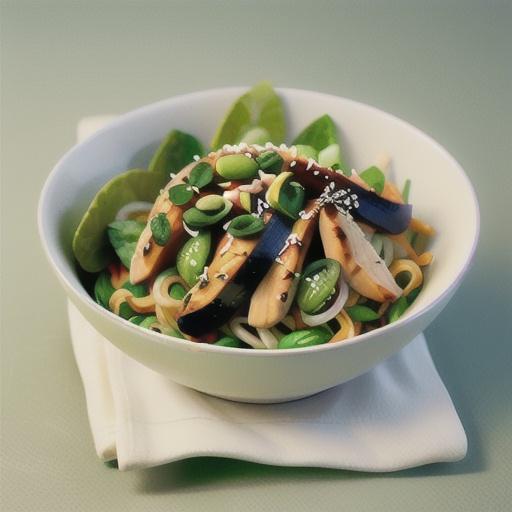 Asian greens with chicken and crispy noodle salad