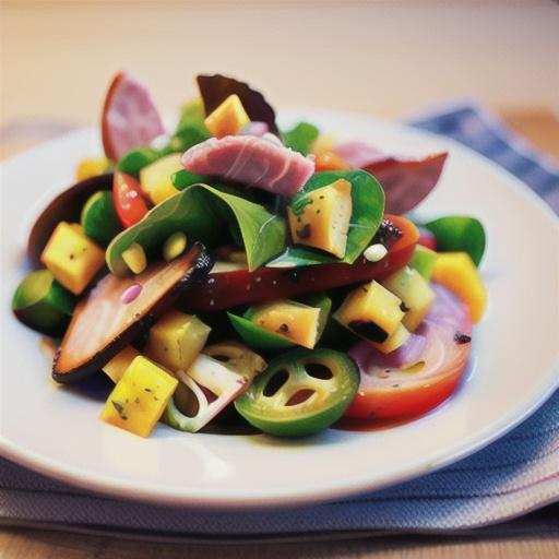 Smoked ham salad with hummus dressing