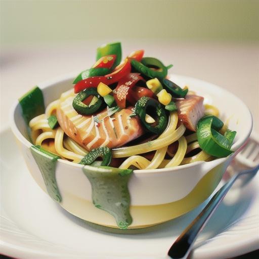 Salmon and salsa verde spaghetti