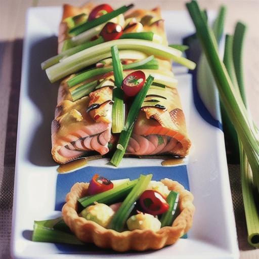 Salmon and leek tart