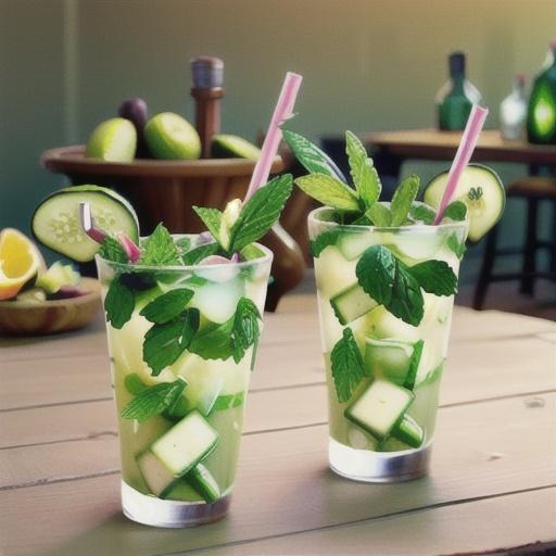 Mint-Cucumber Mojitos