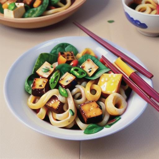Miso Udon Noodles with Spinach and Tofu