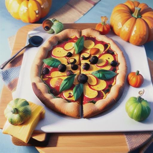 Caramelised pumpkin pizza