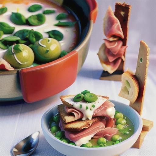 Pea & spinach risoni soup with mozzarella toasties