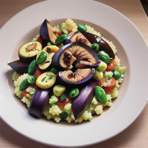 Lamb with eggplant and capsicum couscous