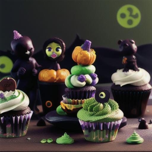 Vegan Halloween Chocolate Cupcakes with Vegan Matcha Icing