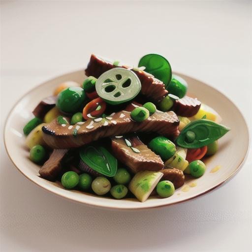 Hoisin beef strips with snowpea sprout salad