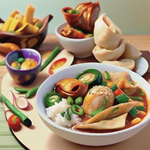 Jasmine Rice and Red Curry Chicken Wonton Bowls