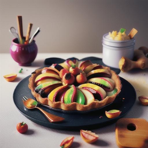 Spiced apple & rhubarb tart tatin with ginger cream