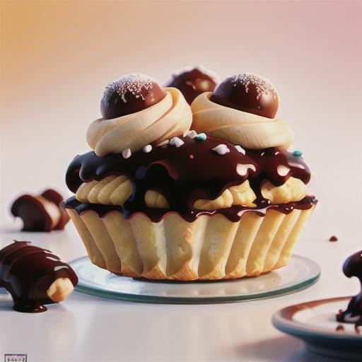 Chocolate profiteroles with raspberry sauce