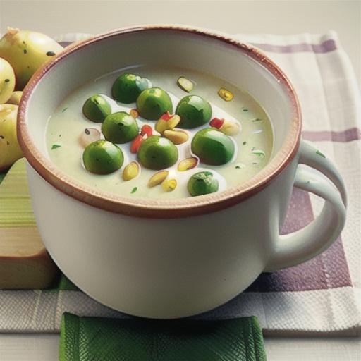 Roast garlic, potato and leek soup